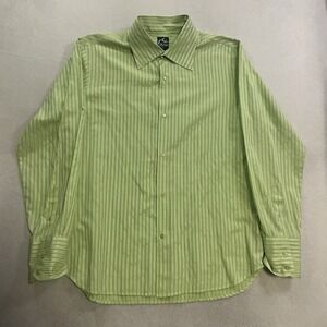 Vintage Rusty Shirt Men's Size XL Green Striped Long Sleeve Button Up